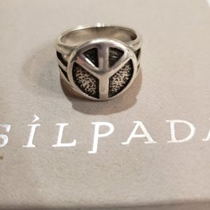 EUC Silpada Peace Sign ☮ .925 Sterling Ring sz 7